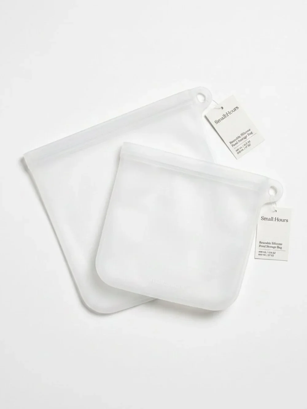 NWT Small:Hours Reusable Silicone Food Storage Bags Set of 2 Clear NIB